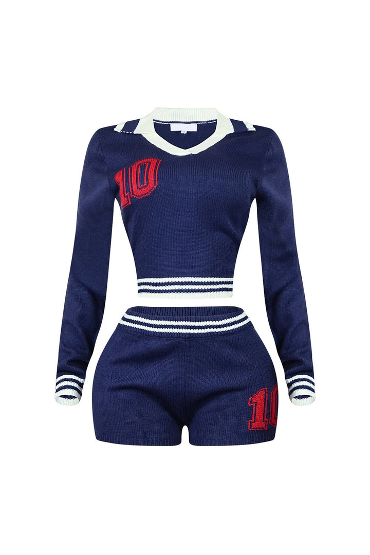 10 Out Of 10 Knit Collared Top &amp; Shorts SET