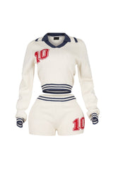 10 Out Of 10 Knit Collared Top &amp; Shorts SET