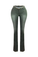Smokey Low Rise Frayed Denim Jeans