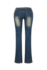 Smokey Low Rise Frayed Denim Jeans