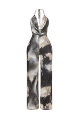Earthbound Olive Mesh Print Jumpsuit