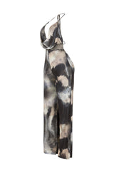 Earthbound Olive Mesh Print Jumpsuit