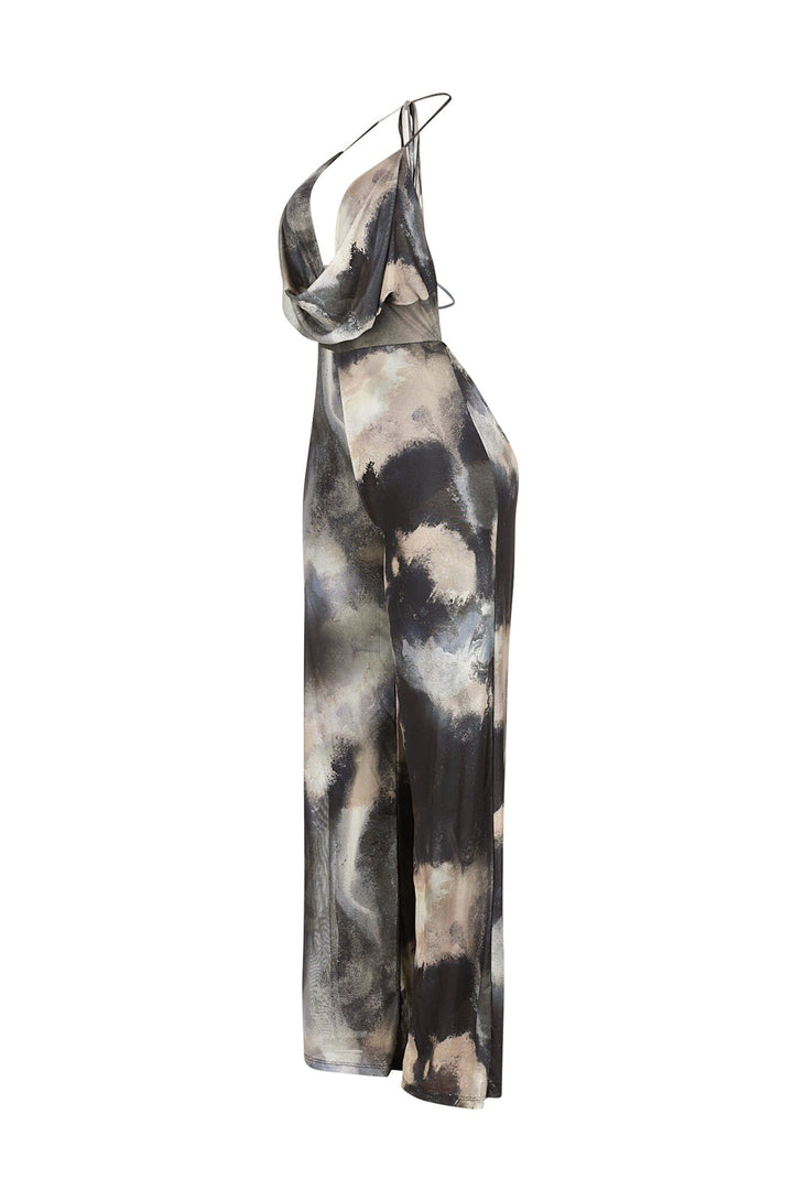 Earthbound Olive Mesh Print Jumpsuit
