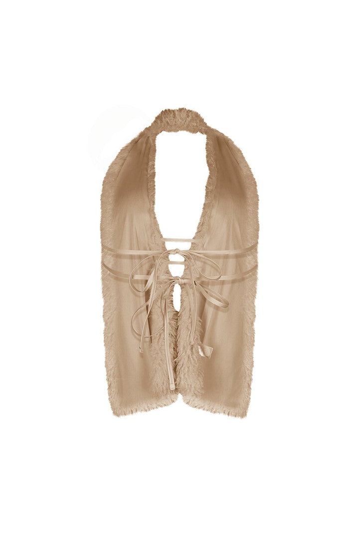 Sugar Puff Fur Halter Vest