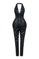 Finley PU Halter Jumpsuit