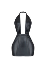 Marfa PU Deep V Neck Dress
