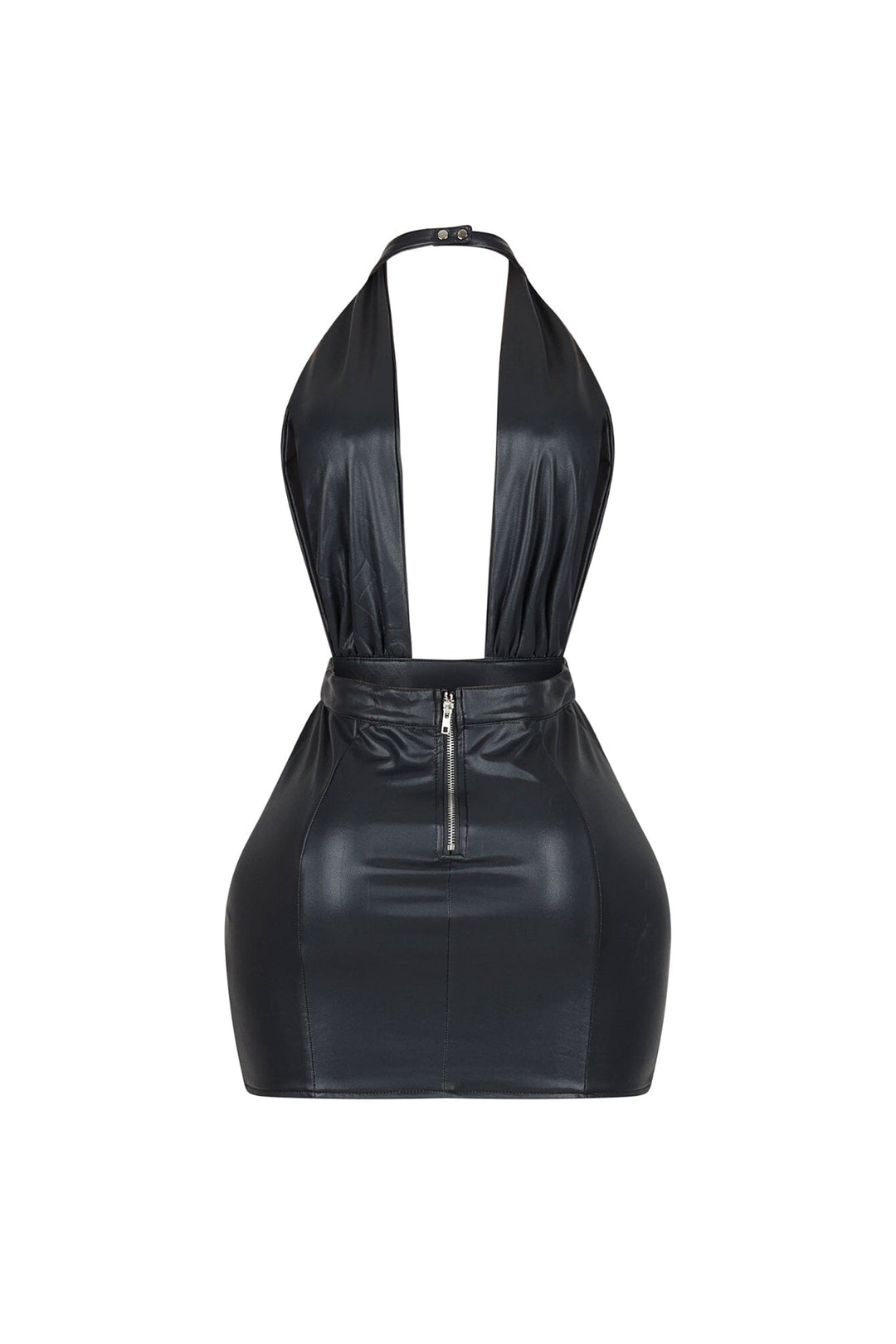 Marfa PU Deep V Neck Dress