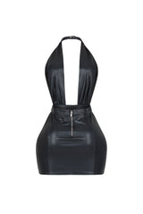 Marfa PU Deep V Neck Dress