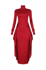 Lazy Noon Thumbhole Mock Neck Maxi Dress