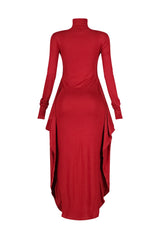 Lazy Noon Thumbhole Mock Neck Maxi Dress