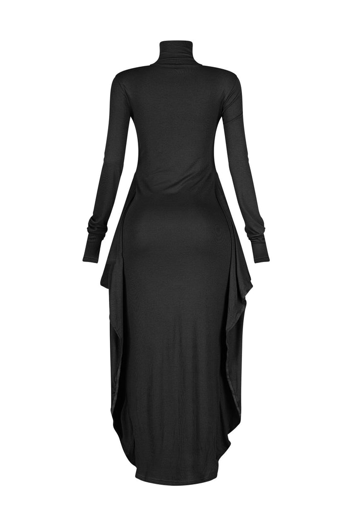 Lazy Noon Thumbhole Mock Neck Maxi Dress