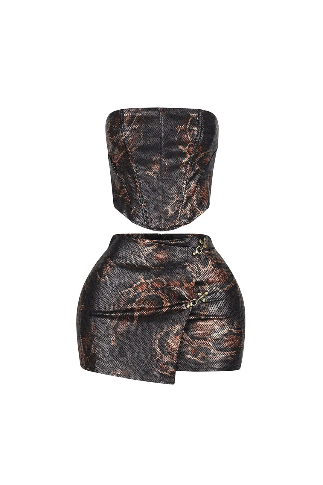 Dalston Faux Leather Top &amp; Skirt SET