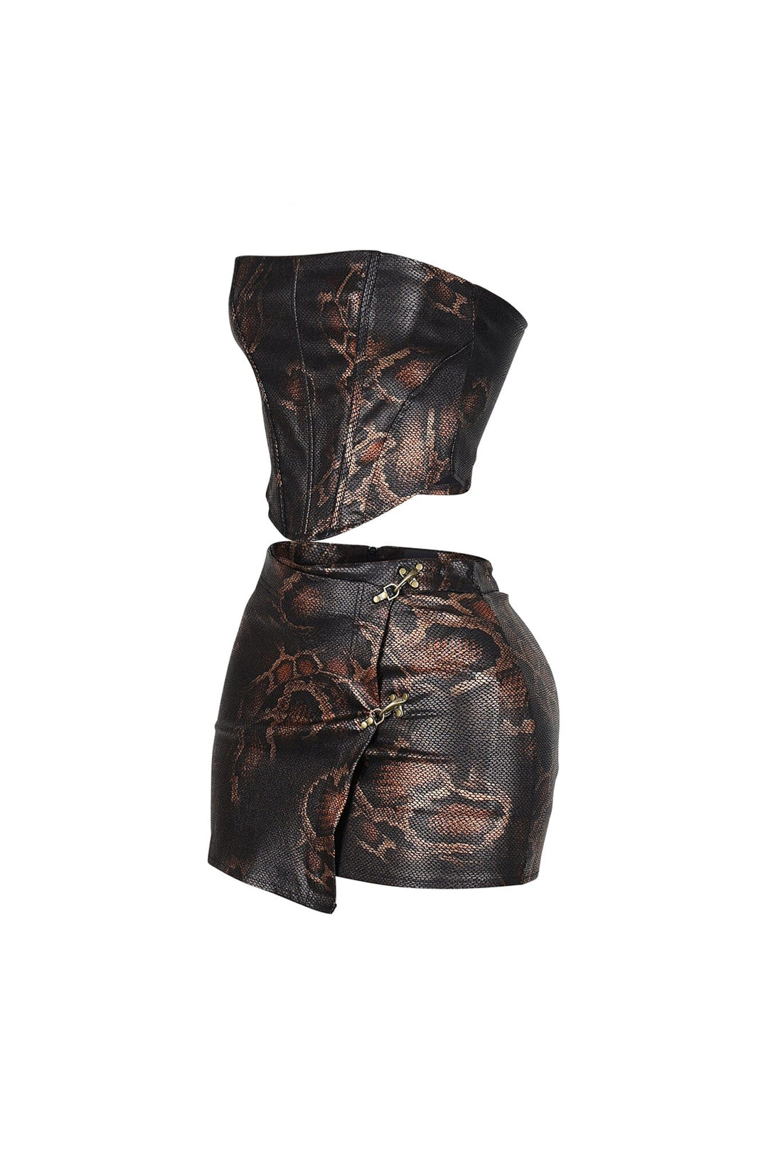 Dalston Faux Leather Top &amp; Skirt SET