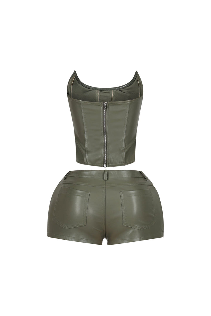 Juha PU Corset Top &amp; Shorts SET