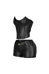 Juha PU Corset Top &amp; Shorts SET