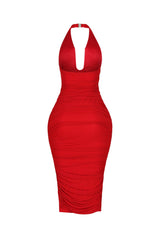 Central U Cut Ruched Midi Dress