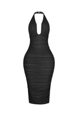 Central U Cut Ruched Midi Dress