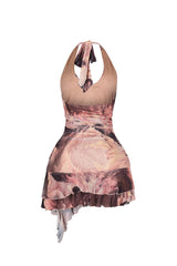 Avila Mesh Print Halter Dress