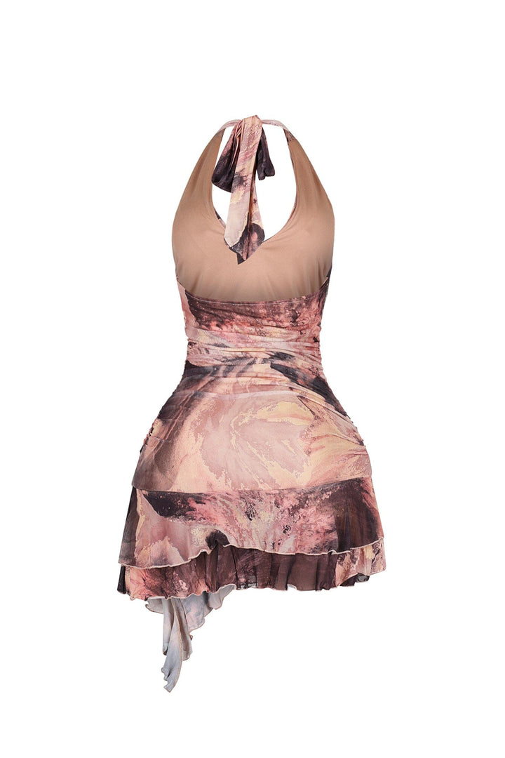 Avila Mesh Print Halter Dress