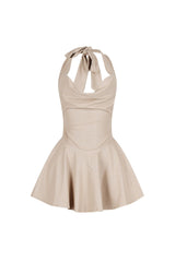 Kova Faux Leather Halter Dress