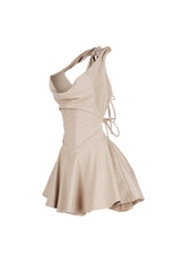Kova Faux Leather Halter Dress