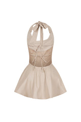 Kova Faux Leather Halter Dress