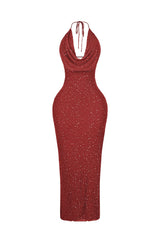 Aria Beaded Cowl Neck Maxi Dress