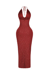 Aria Beaded Cowl Neck Maxi Dress