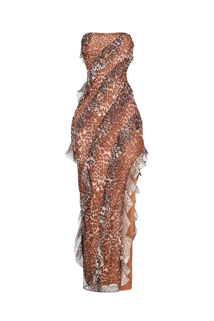 Zermatt Leopard Ruffle Maxi Dress