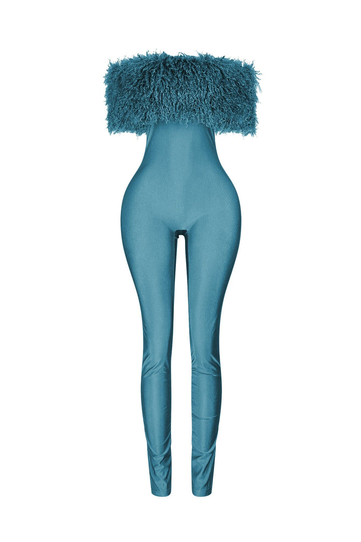 Furshine Off Shoulder Tricoat Jumpsuit