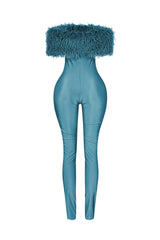 Furshine Off Shoulder Tricoat Jumpsuit