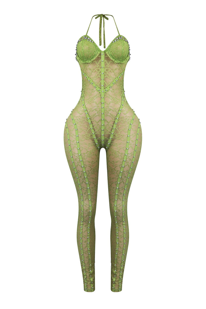 Sweet Alert Lace Rhinestone Jumpsuit