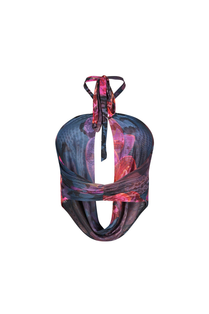 Lumi Mesh Print Halter Top