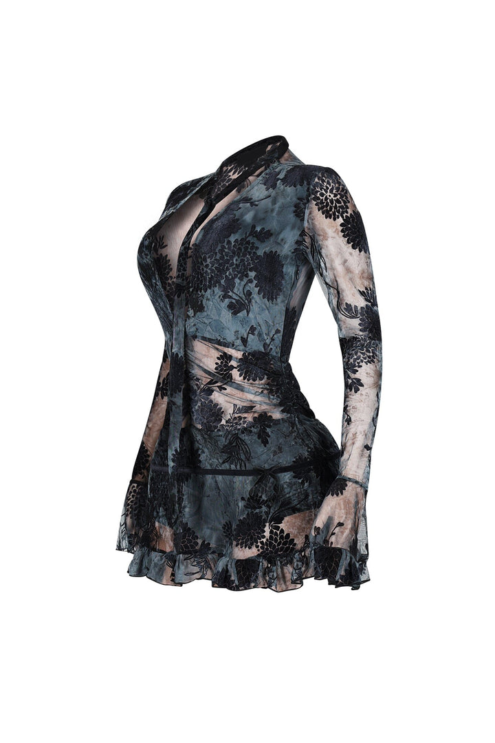 Lecce Mesh Velvet Mini Dress