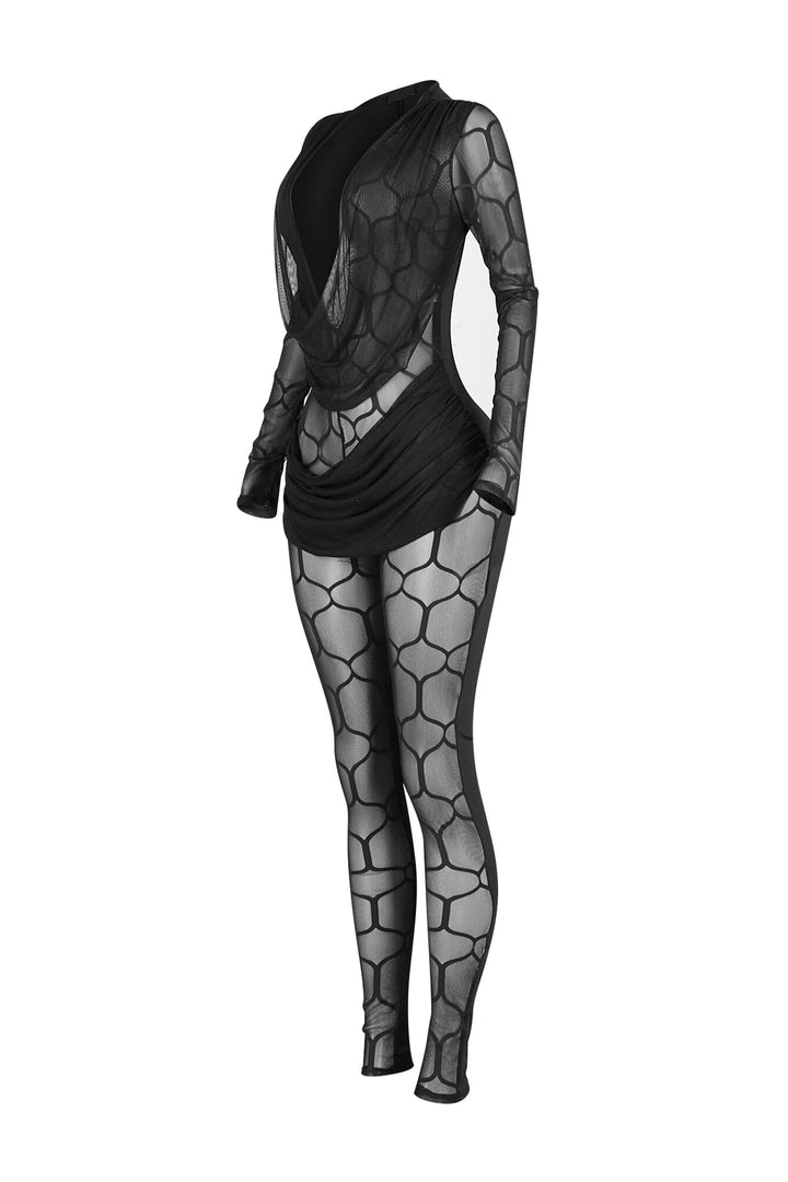 Soraya Mesh Cowl Neck Jumpsuit