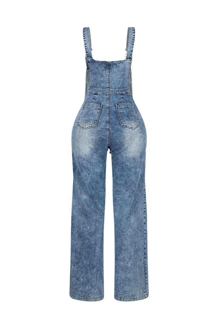 Easygoing Wide Leg Denim Jumpsuit