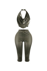 Liquid Glimmer Halter Top &amp; Capri SET