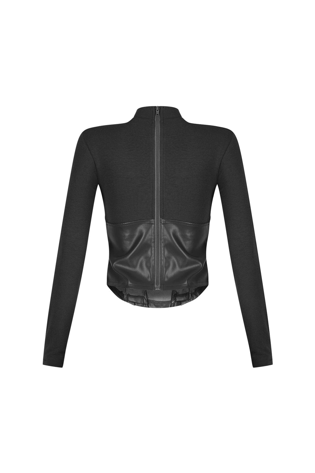 Slate Faux Leather Mock Neck Top