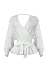 Aubrey Pearl Knit Wrap Sweater