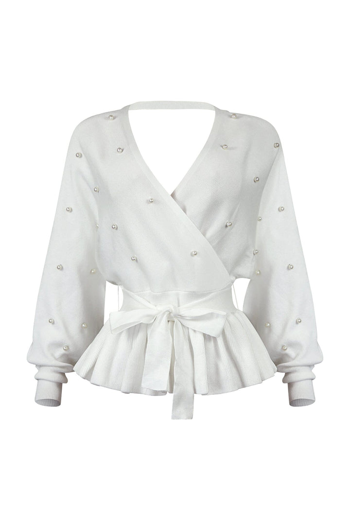 Aubrey Pearl Knit Wrap Sweater
