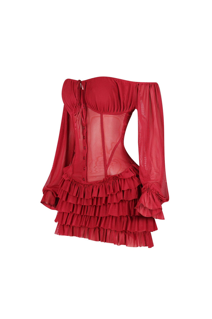 Regal Yet Structured Ruffle Mini Dress