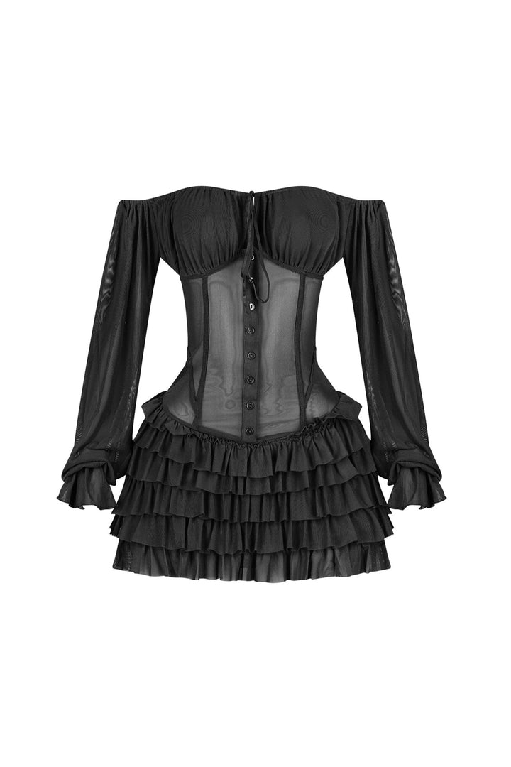 Regal Yet Structured Ruffle Mini Dress