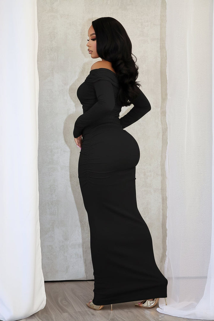 Azaria Off Shoulder Ruched Maxi Dress