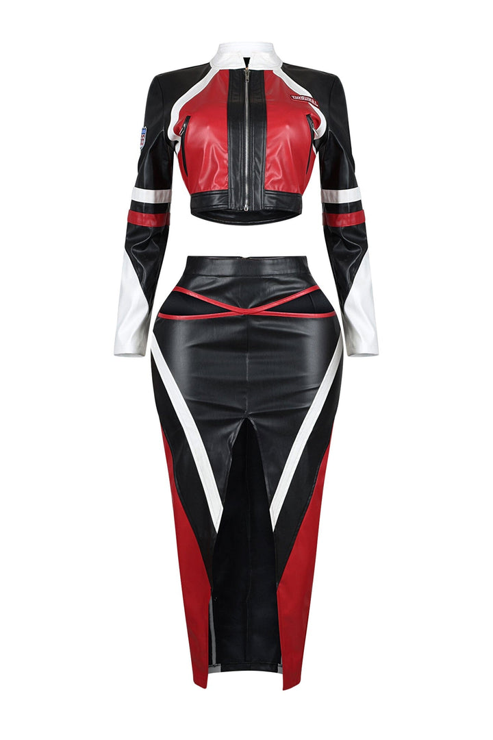 Abbey Faux Leather Jacket &amp; Skirt SET