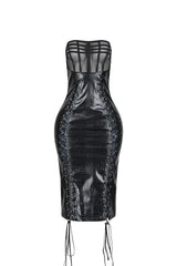 Alexis Lace Up PU Midi Dress