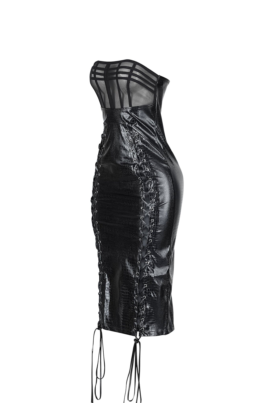 Alexis Lace Up PU Midi Dress