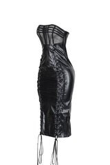 Alexis Lace Up PU Midi Dress