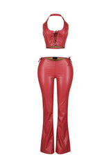 Vegas Vice PU Halter Top &amp; Pants SET