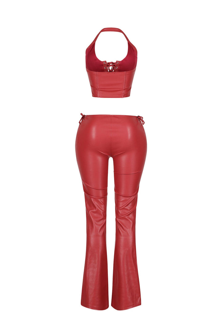 Vegas Vice PU Halter Top &amp; Pants SET