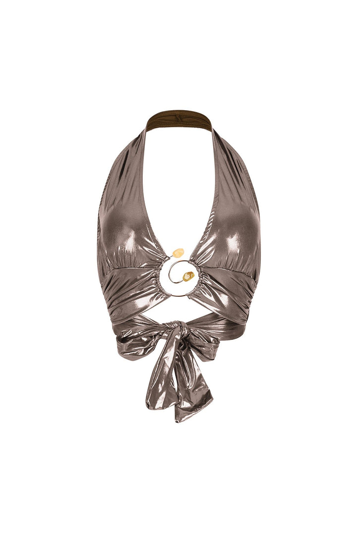 Lustrous Glow Halter Metallic Top